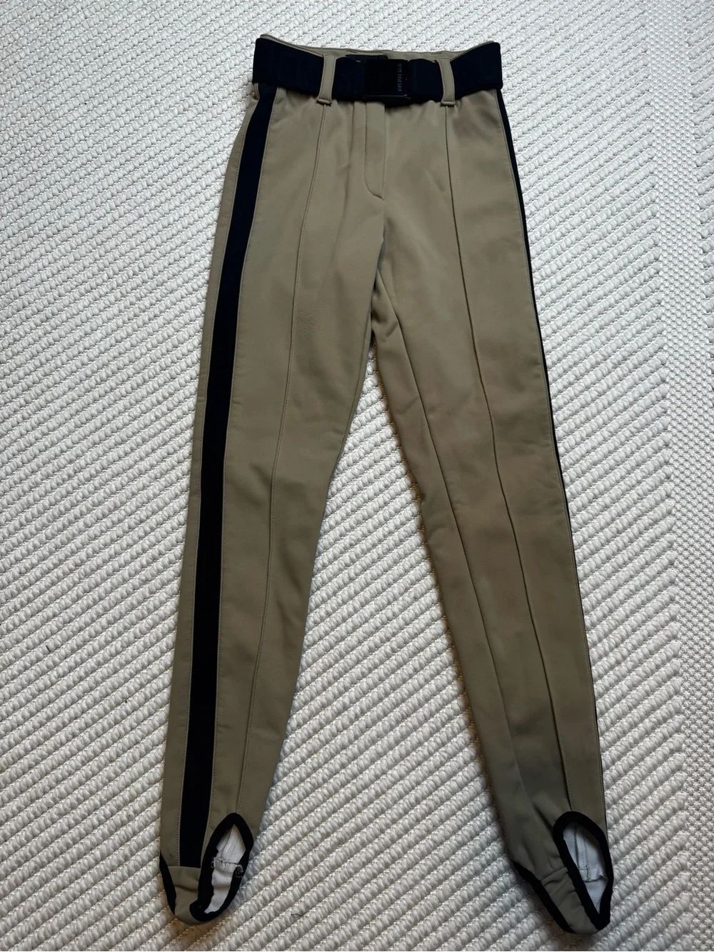 Goldbergh Paris Belted Tan Black Stripe Slim-leg Stirrup Ski Pants US 4